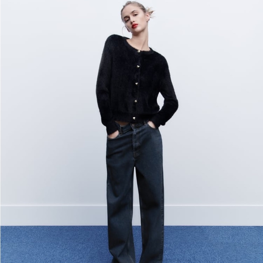 Zara Faux fur cardigan , Size M , Wore Once